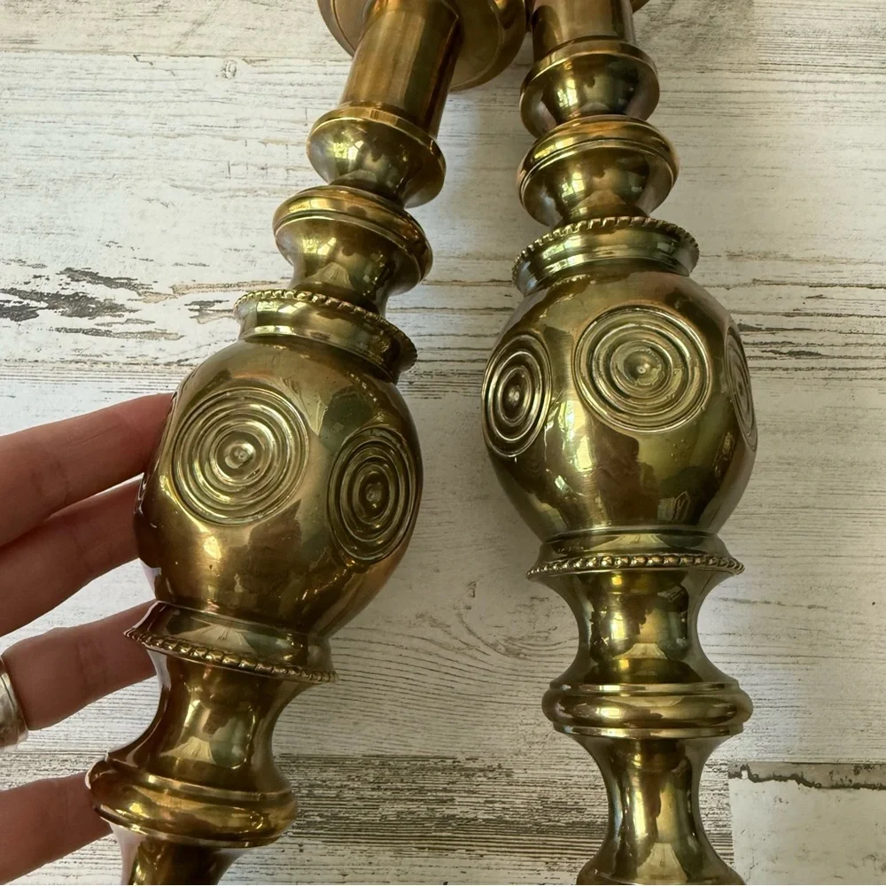 Vintage Brass Candlestick Holders Pair (Set of 2) Push-Up Feature